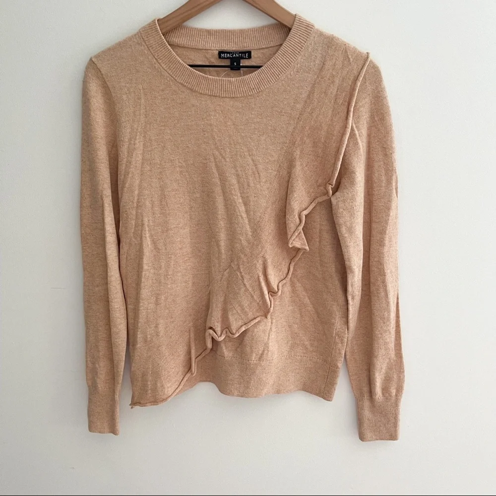 NWT Ruffle Front Crewneck Sweater